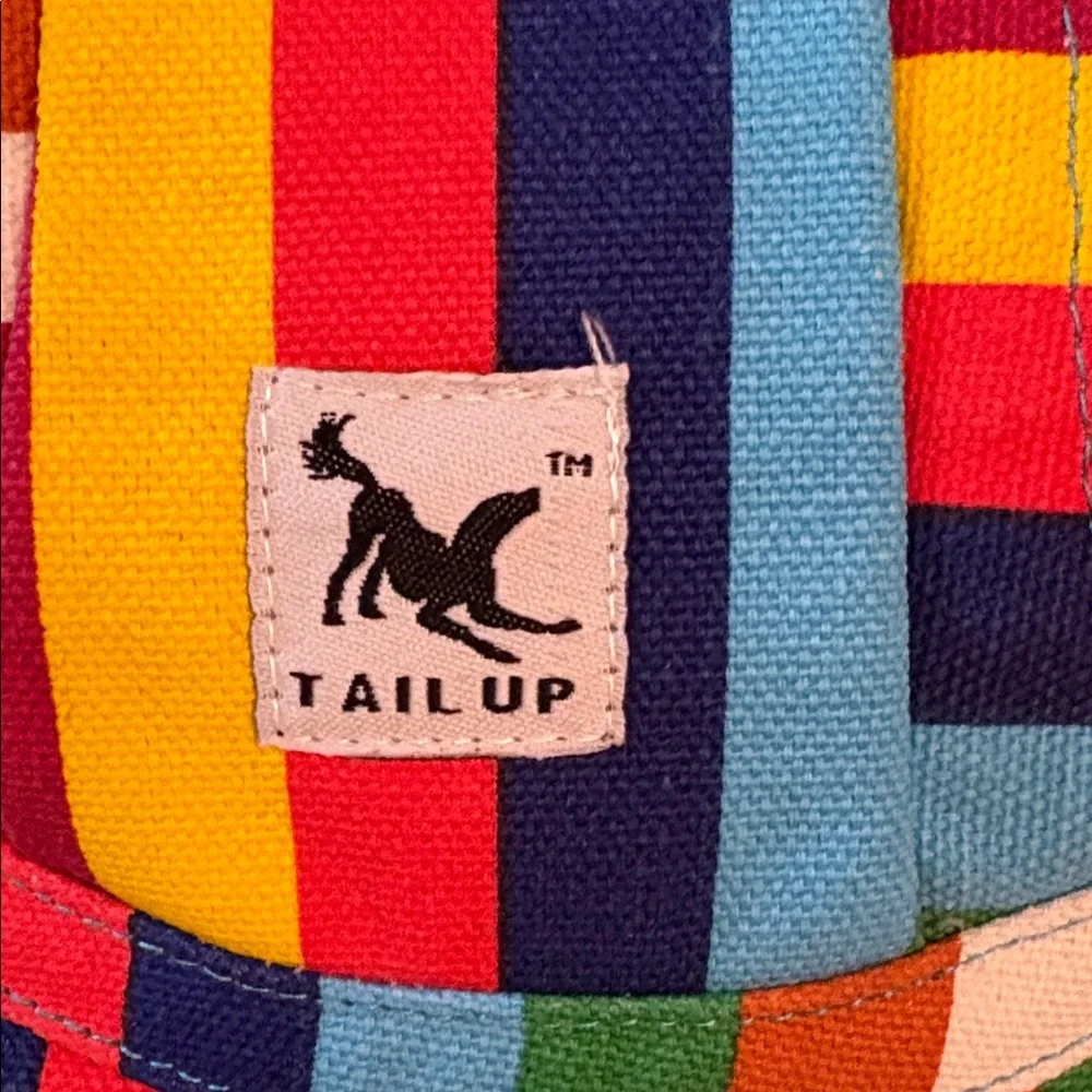 Tail Up Dog Hat with Ear Holes and Neck Strap